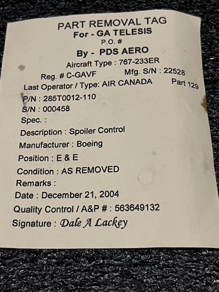 B767/B757 SPOILER CONTROL MODULES (2) 285T0012-110, (3) 285T0012-114, (1) 285T0012-116, (1)