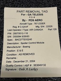B767/B757 SPOILER CONTROL MODULES (2) 285T0012-110, (3) 285T0012-114, (1) 285T0012-116, (1)