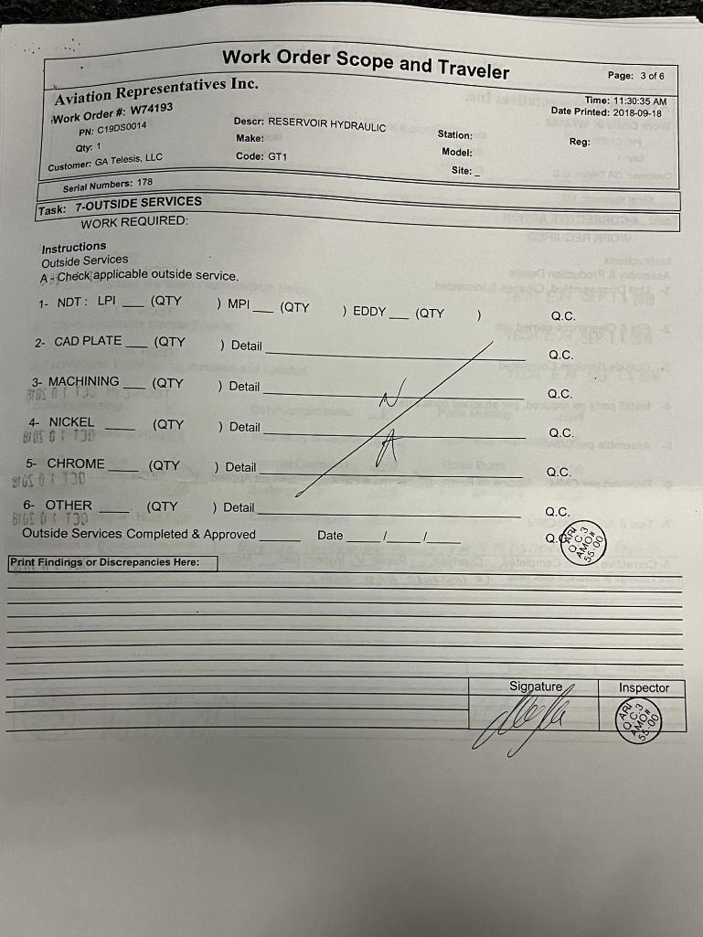 A320 HYDRAULIC RESERVOIR C19DS0014 (REPAIRED)