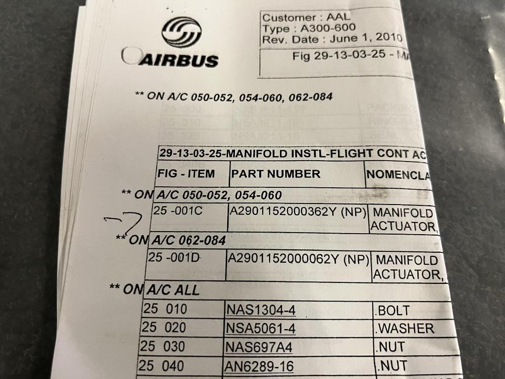 (LOT) A300 HYDRAULIC MANIFOLDS, RESERVOIRS, & MISC [15 LINE ITEMS]