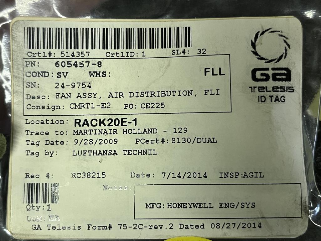 B767 FLIGHT DECK DISTRIBUTION FANS 605457-8 (REPAIRED)