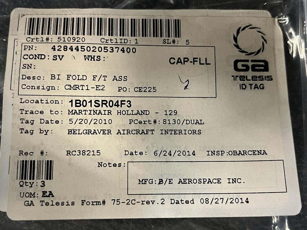 (LOT) B767/B737 EXTRUSION, ROD, & TRAY TABLES (3) 428445020537400, (1) 65-45166-8, (1)