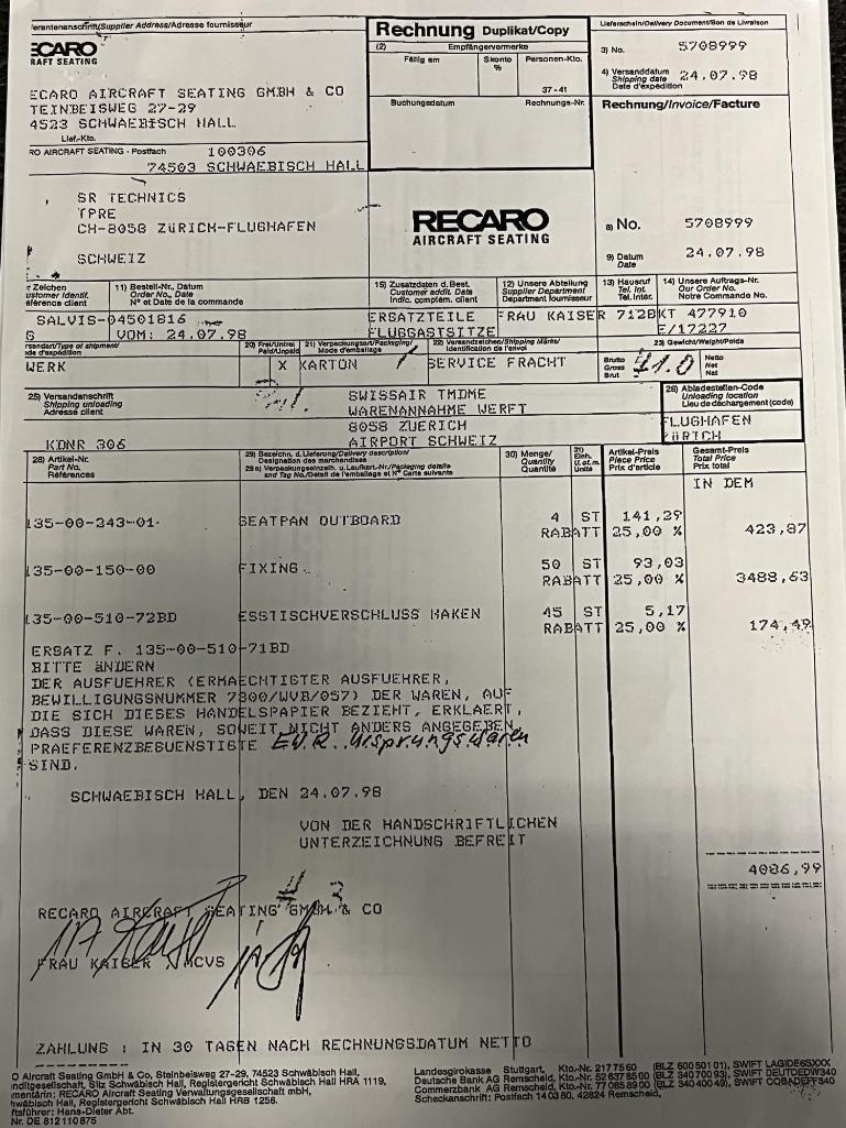 (LOT) MD11 EXPENDABLES (1) 0EQ0001A02G01, (2) 135-00-242-01N, (1) 1400378-001, (1) 417T4204-415A,