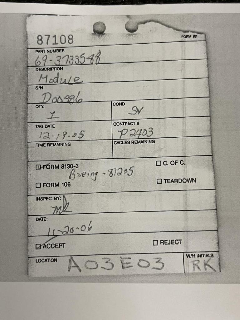 B737 FUEL MANAGEMENT CONTROL MODULE 69-37335-88 (INSPECTED)