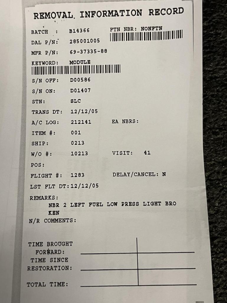 B737 FUEL MANAGEMENT CONTROL MODULE 69-37335-88 (INSPECTED)