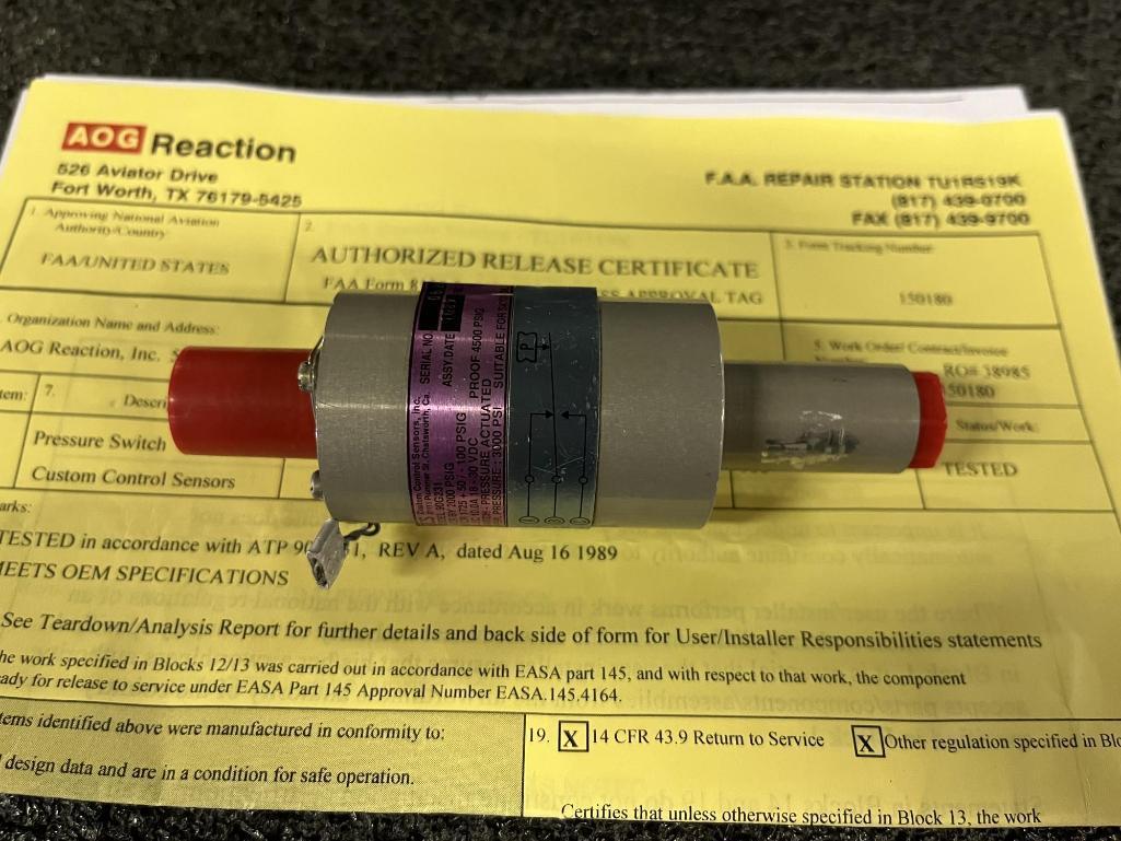 B737/727/A300 TEMP SWITCH (1) 1173T12-1 (TESTED), PRESSURE SWITCH (1) 90G231 (TESTED), & (1)
