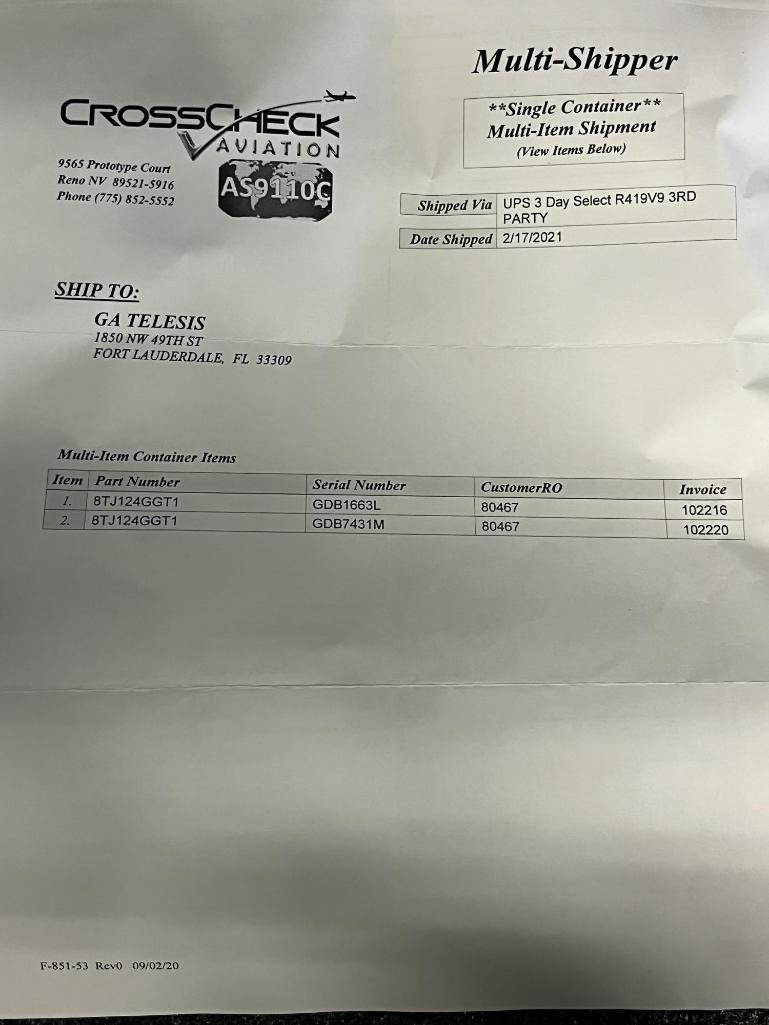 CF6 FUEL FLOW TRANSMITTERS 8TJ124GGT1 (1-REPAIRED, 2-INSPECTED/TESTED)