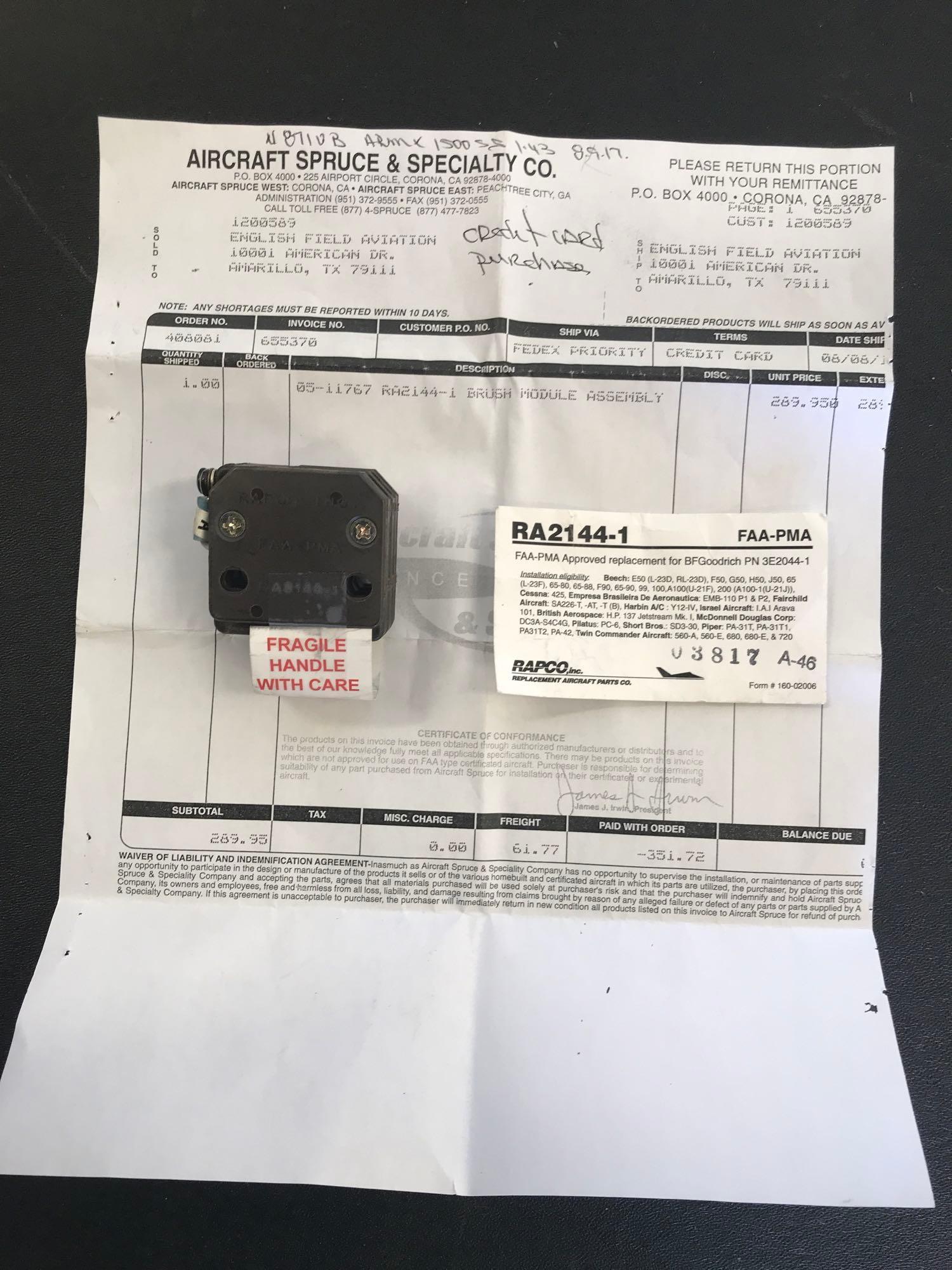 NEW PROPELLER BRUSH BLOCKS RA2190-1, RA2144-1 & RA2211U