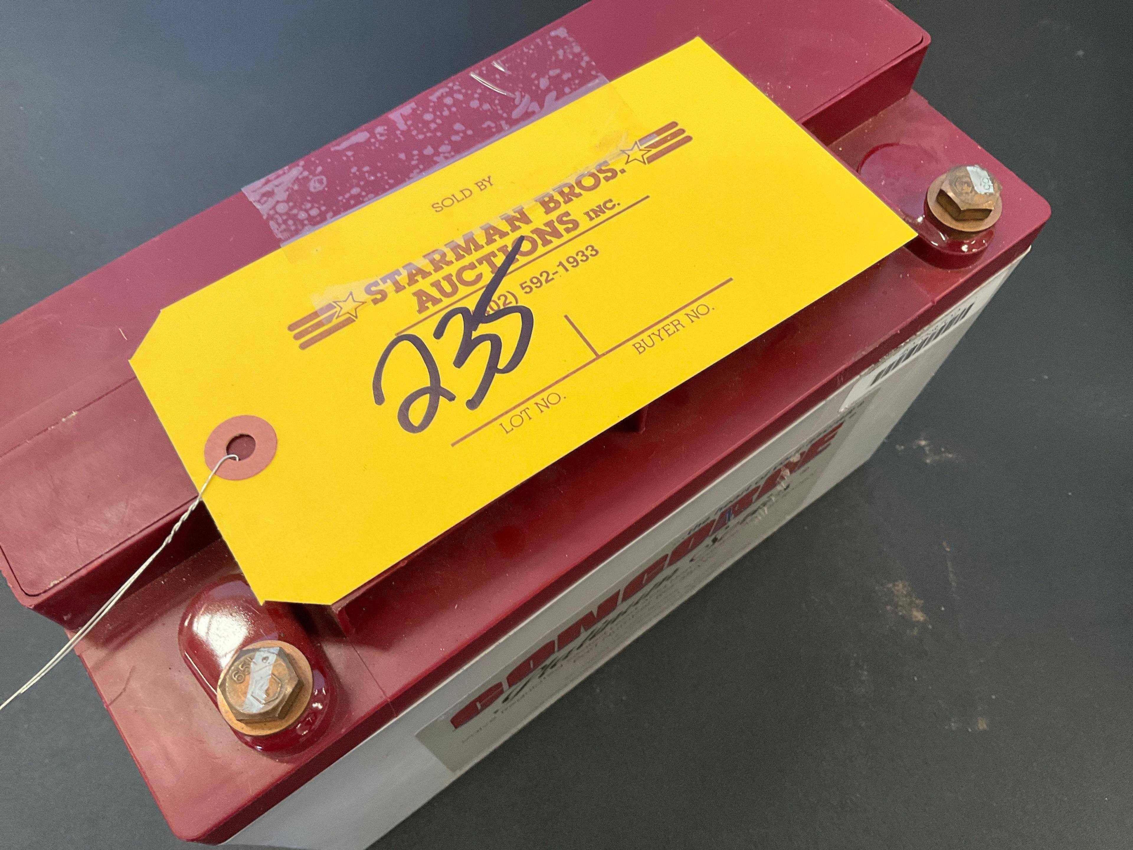 (LOT) CONCORD RG-35AXC BATTERY (APPEARS NEW) & ELECTROLYTE