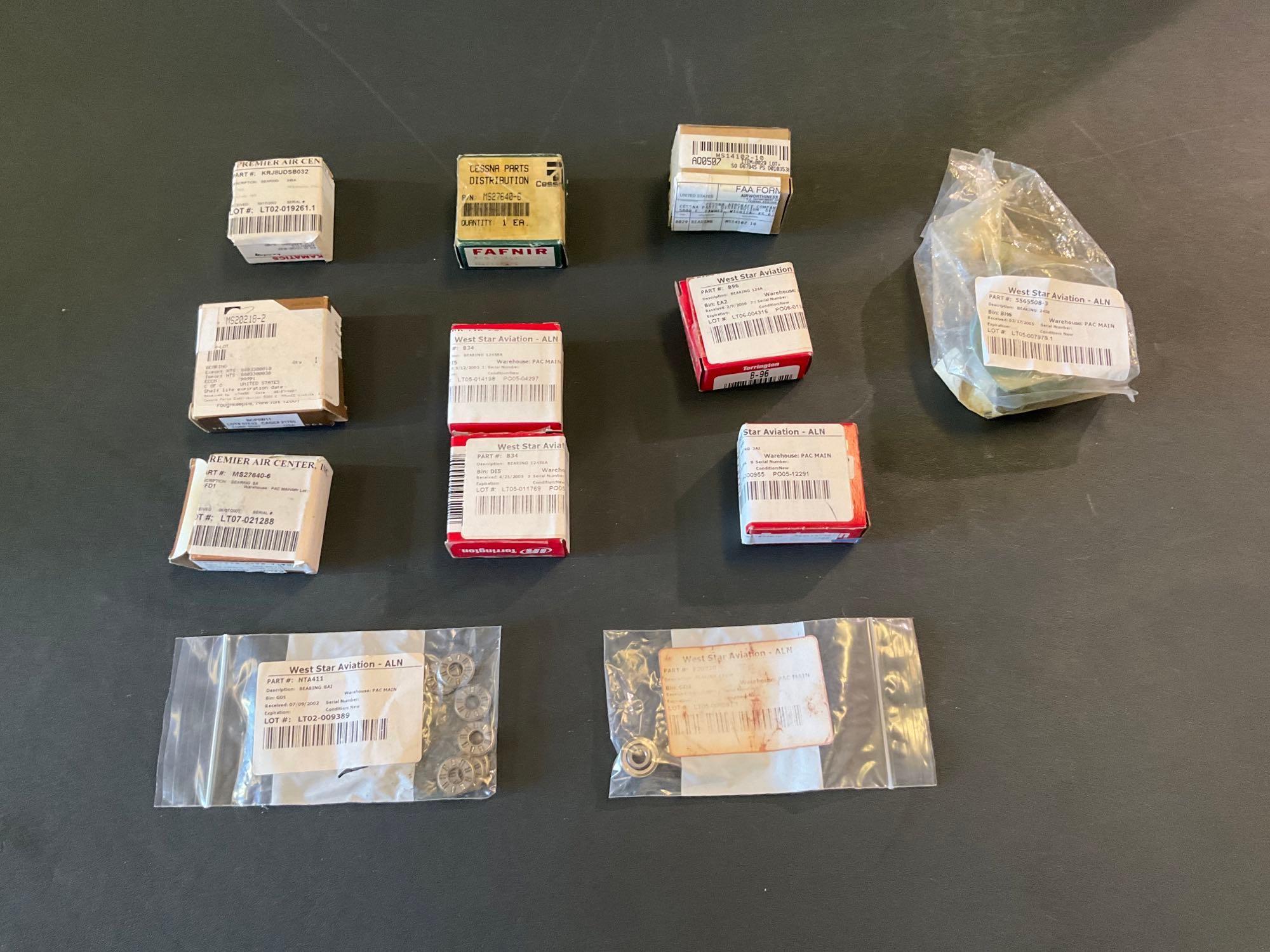 NEW BEARINGS MOST WITH CESSNA CERTS KRJUDSB032, MS27640-6, NTA411, MS14102-10, MS20218-2, B34, B96,
