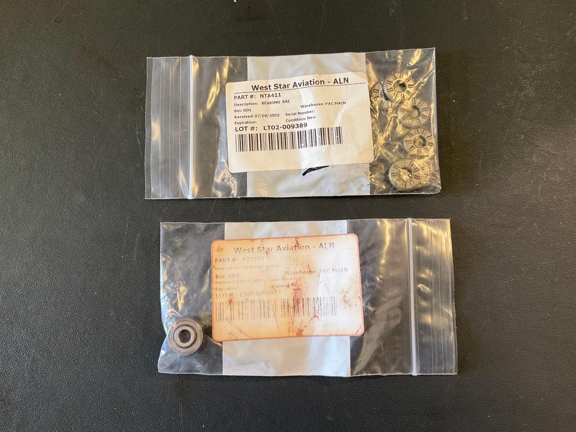 NEW BEARINGS MOST WITH CESSNA CERTS KRJUDSB032, MS27640-6, NTA411, MS14102-10, MS20218-2, B34, B96,