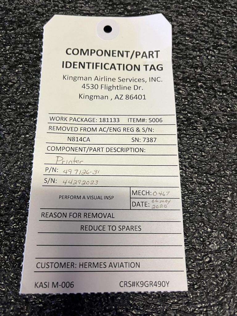 MILTOPE COCKPIT PRINTER 497126-31