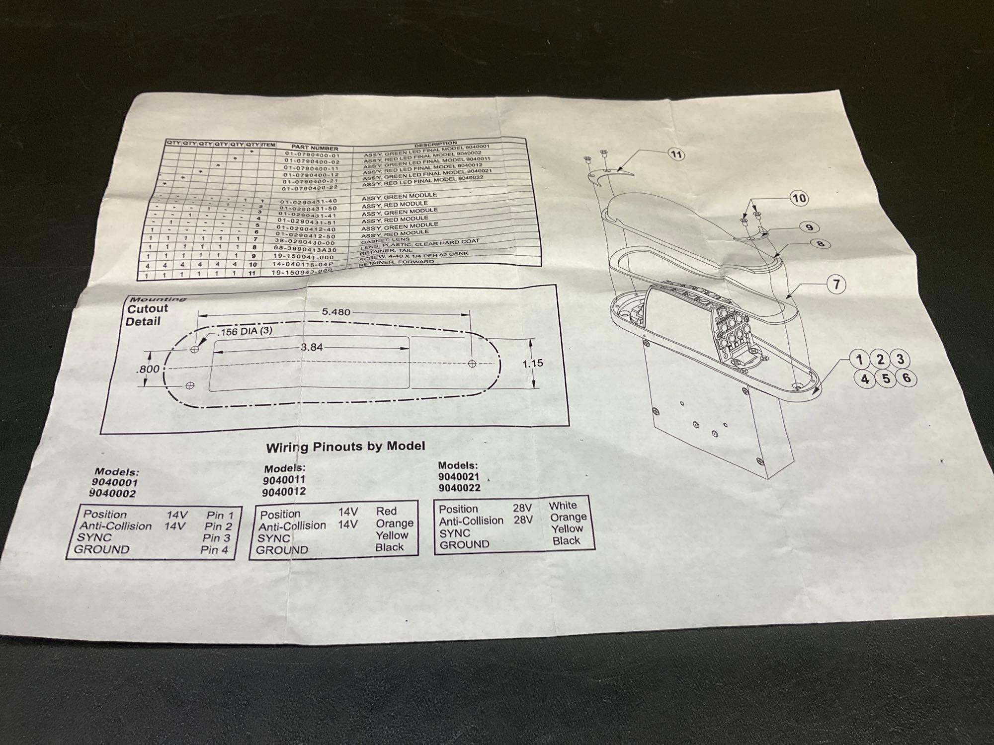 WHELEN LED POSITION LIGHT 01-0790400-02 (APPEARS NEW/REPAIRED BUT NO PAPERWORK)