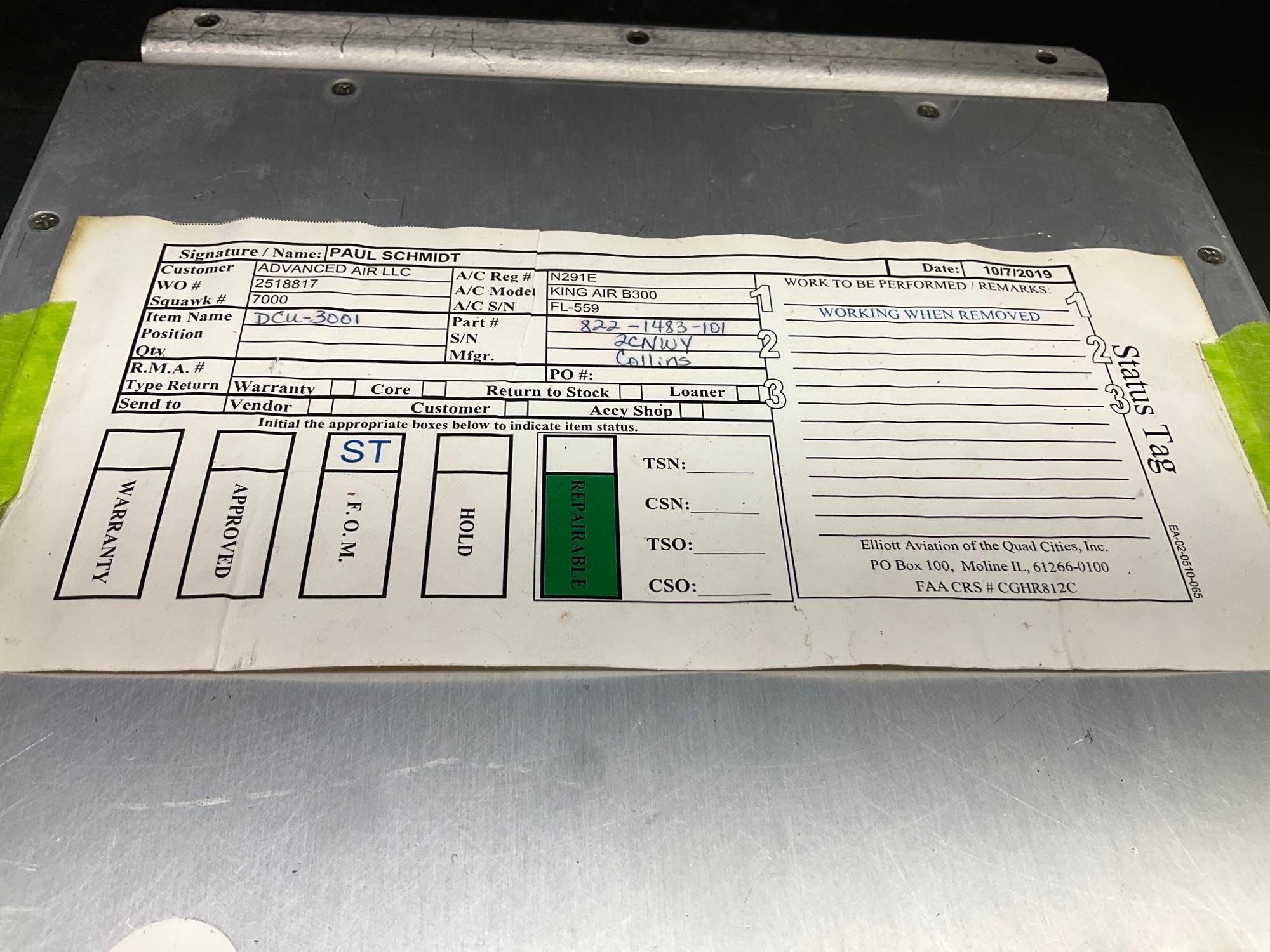 COLLINS DCU-3001 UNITS 822-1483-101 (WITH REMOVAL TAGS)