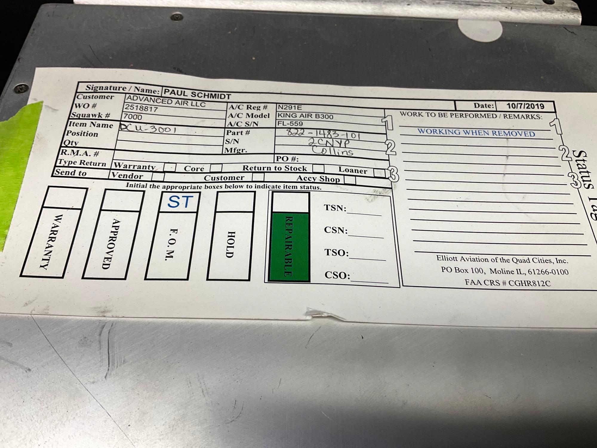 COLLINS DCU-3001 UNITS 822-1483-101 (WITH REMOVAL TAGS)