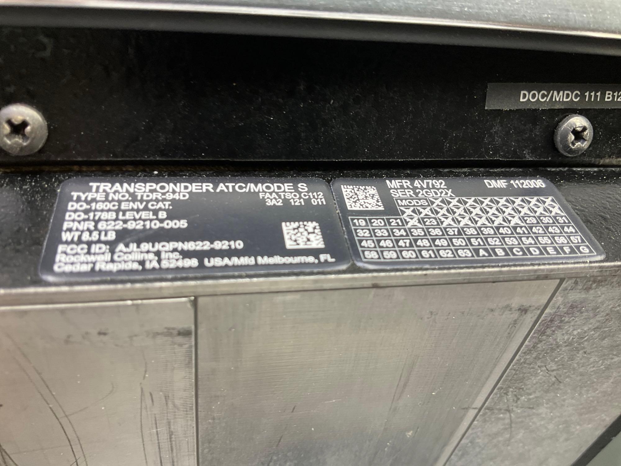 COLLINS TDR-94 TRANSPONDERS 622-9352-005 & -006 (ALL WITH REMOVAL TAGS)