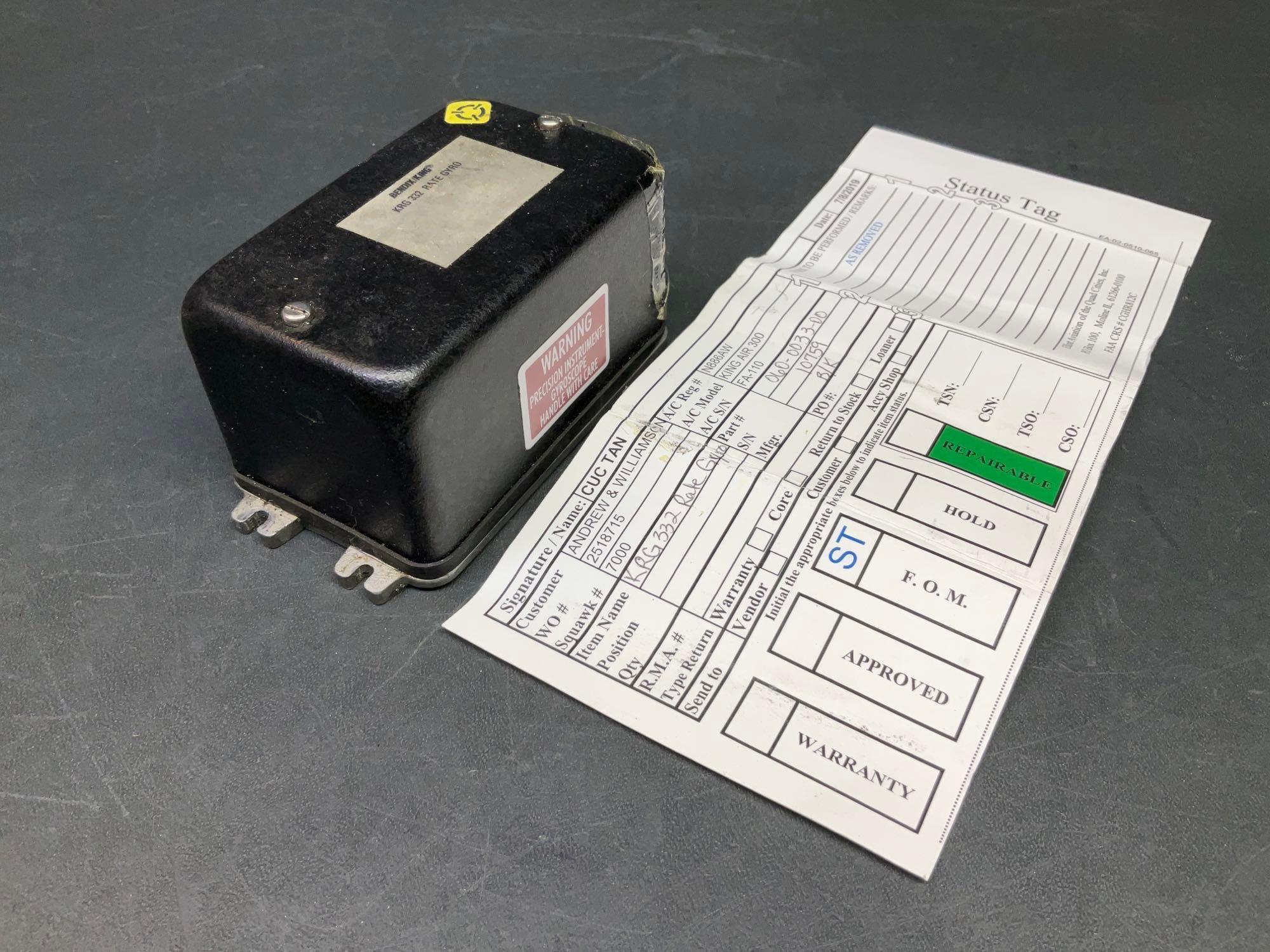 KING KRG-332 RATE GYRO 060-0033-00 & COLUMBIA ACCELEROMETER 229-0324-020-N