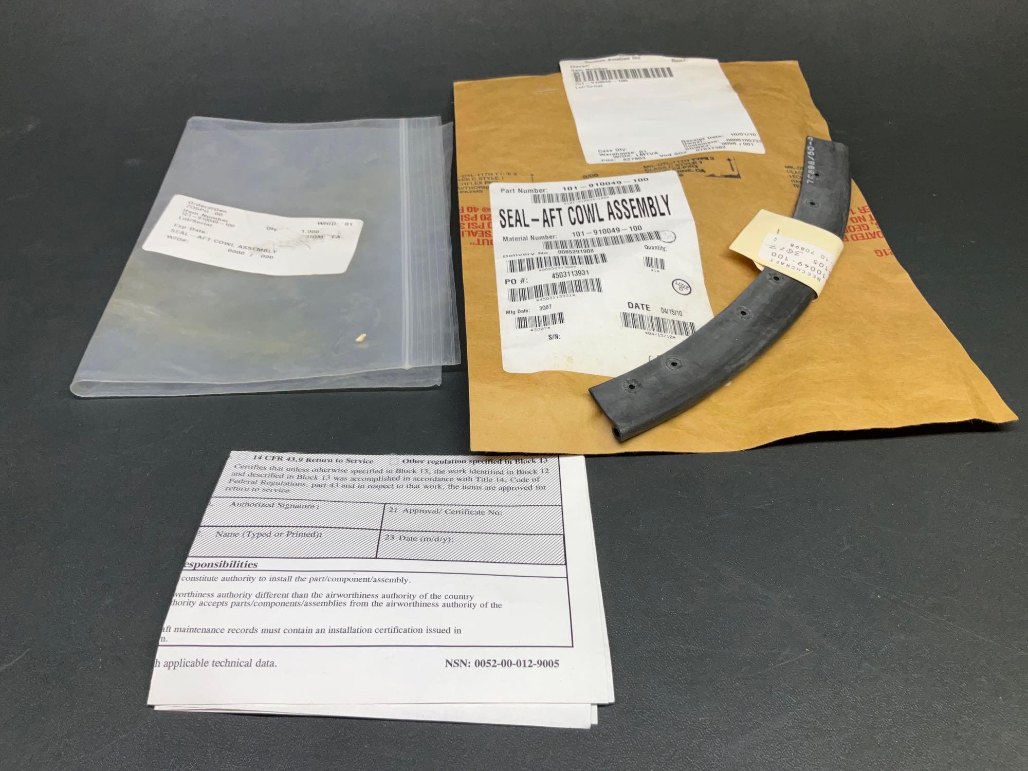 NEW KING AIR WING WINDOW SEAL 101-420126-1, COWL SEAL 101-910049-100, PLACARDS AND P-BARON BULKHEAD