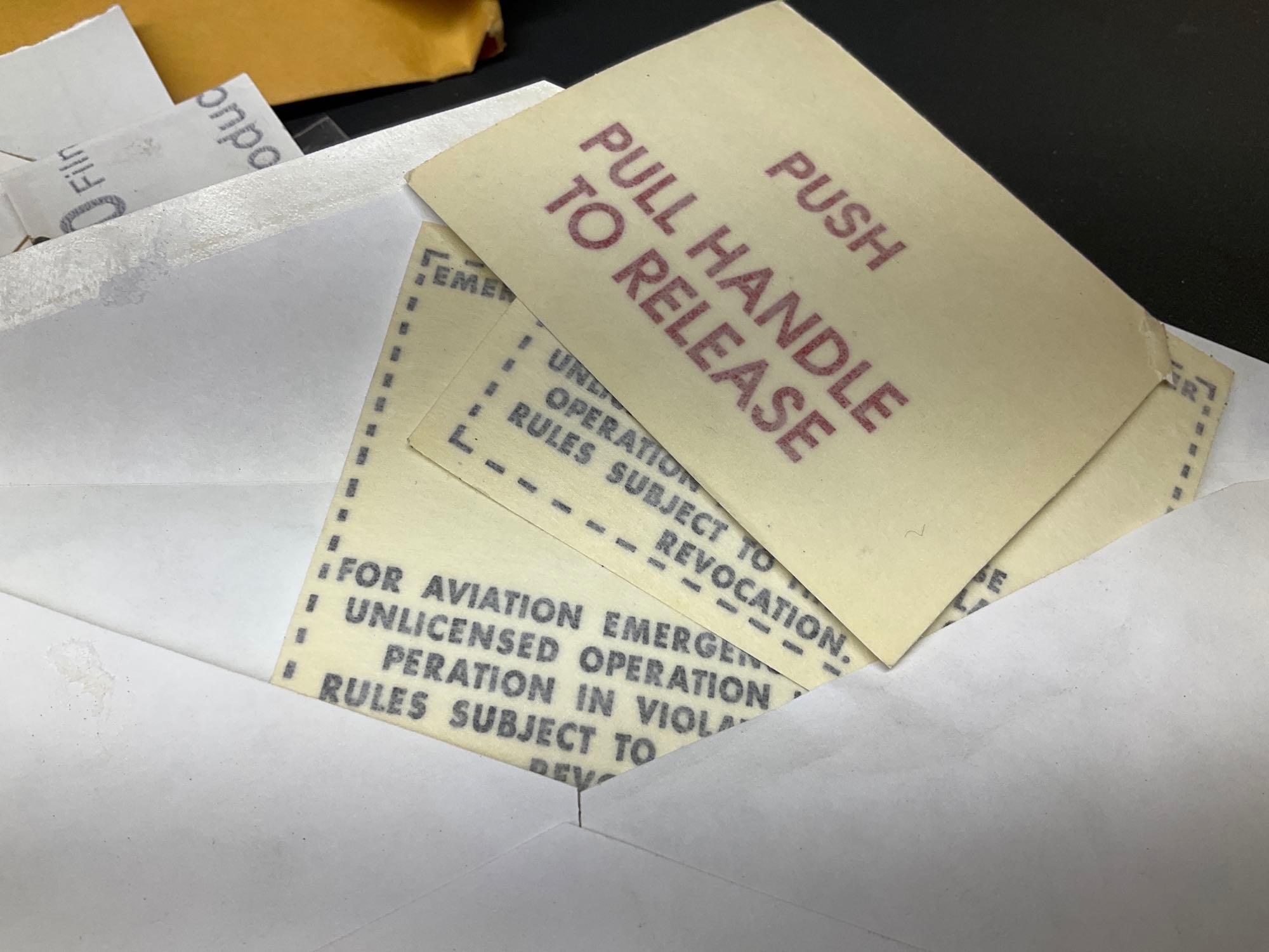 NEW KING AIR WING WINDOW SEAL 101-420126-1, COWL SEAL 101-910049-100, PLACARDS AND P-BARON BULKHEAD