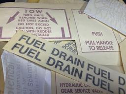 NEW KING AIR WING WINDOW SEAL 101-420126-1, COWL SEAL 101-910049-100, PLACARDS AND P-BARON BULKHEAD