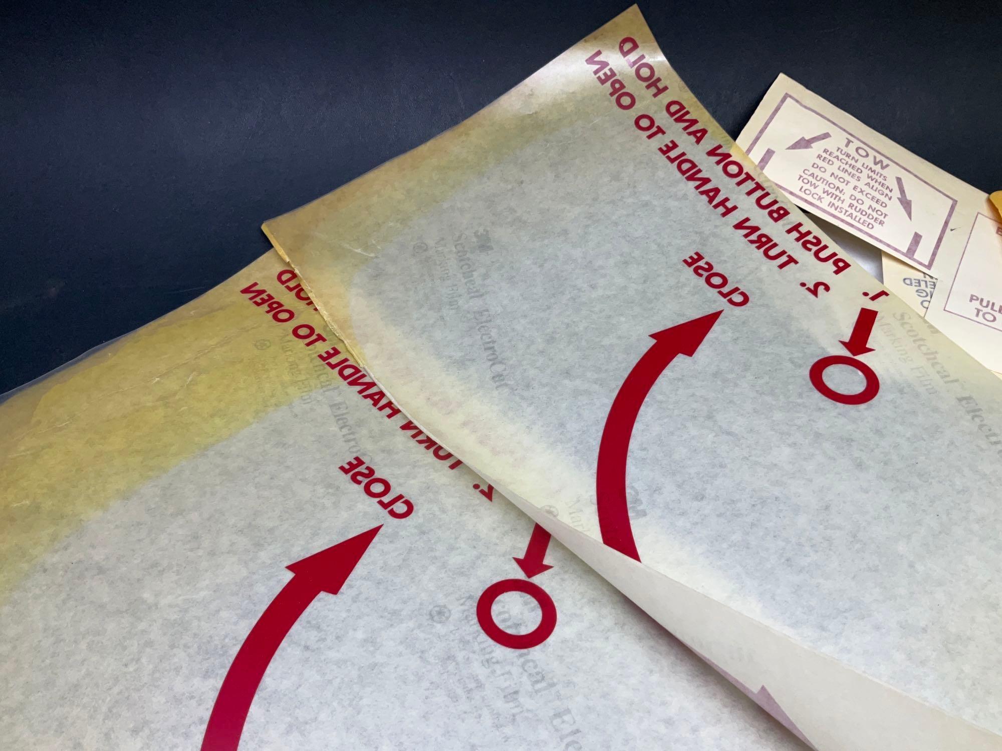 NEW KING AIR WING WINDOW SEAL 101-420126-1, COWL SEAL 101-910049-100, PLACARDS AND P-BARON BULKHEAD