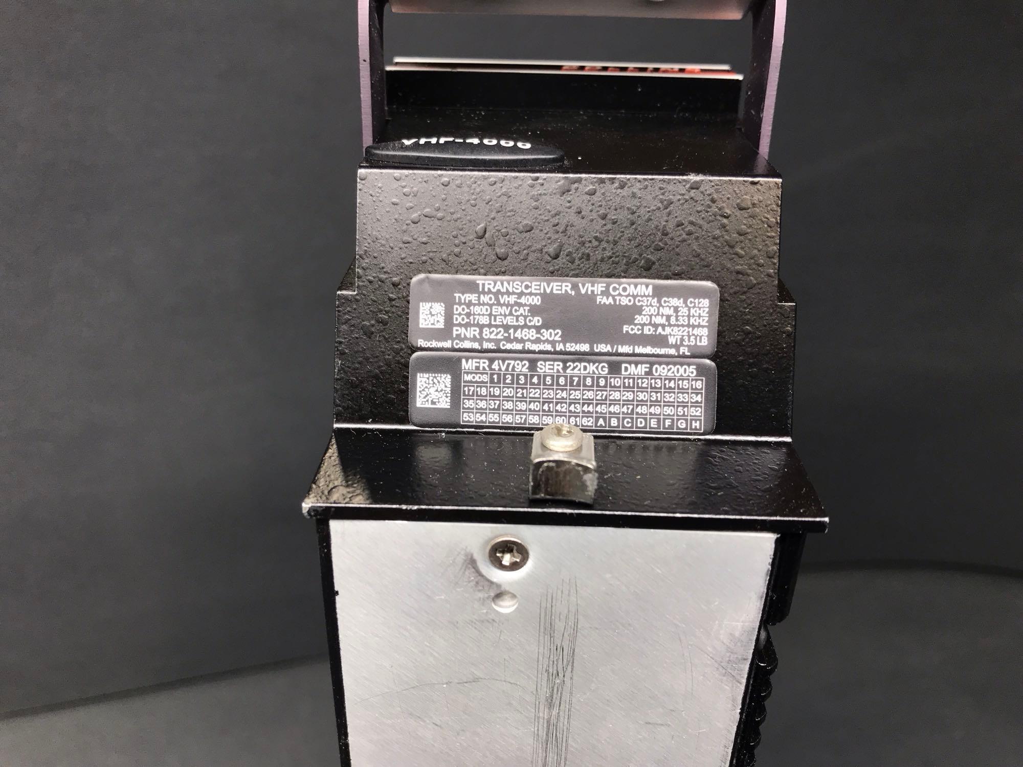 COLLINS VHF-4000 VHF TRANSCEIVER 822-1468-302 (REMOVED FOR UPGRADE)