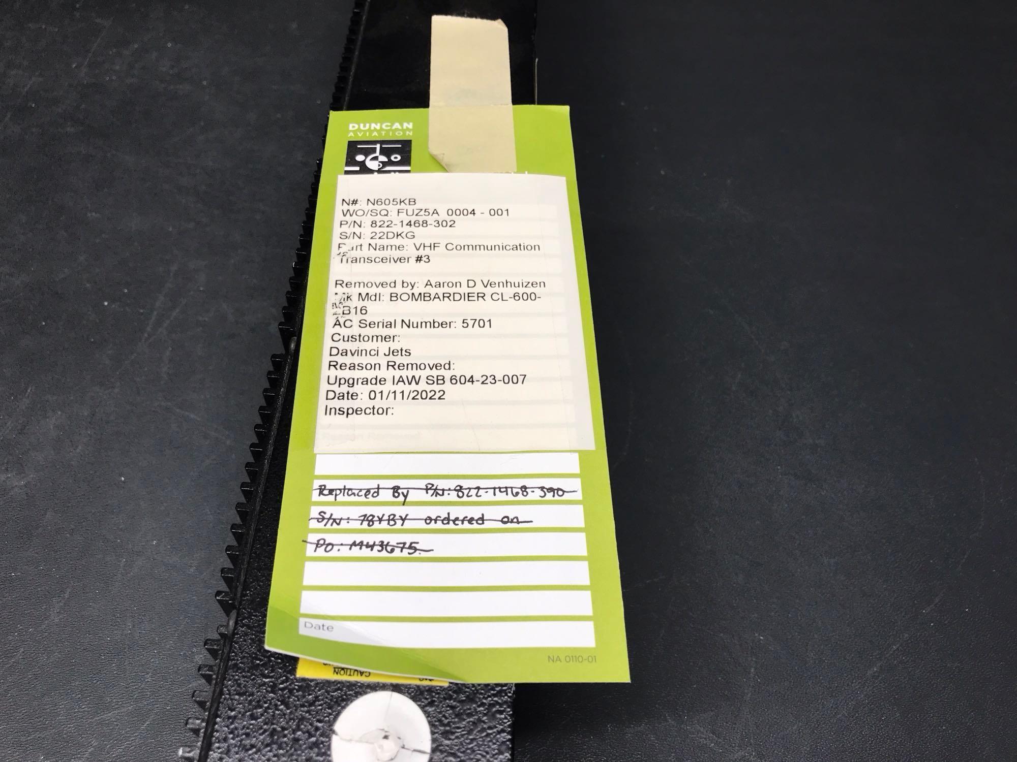 COLLINS VHF-4000 VHF TRANSCEIVER 822-1468-302 (REMOVED FOR UPGRADE)