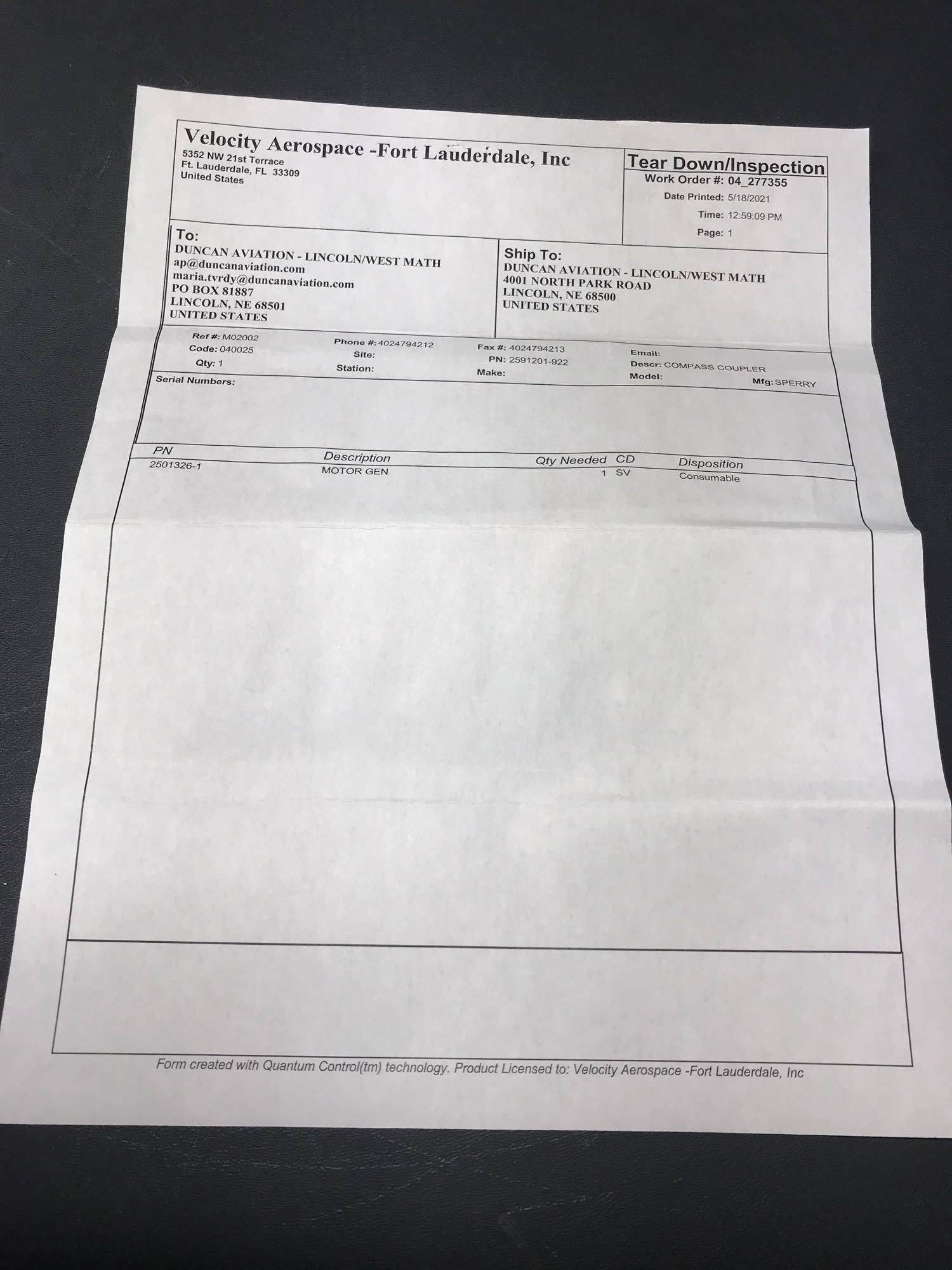 SPERRY COMPASS COUPLER 2591201-922 (REPAIRED 2021)