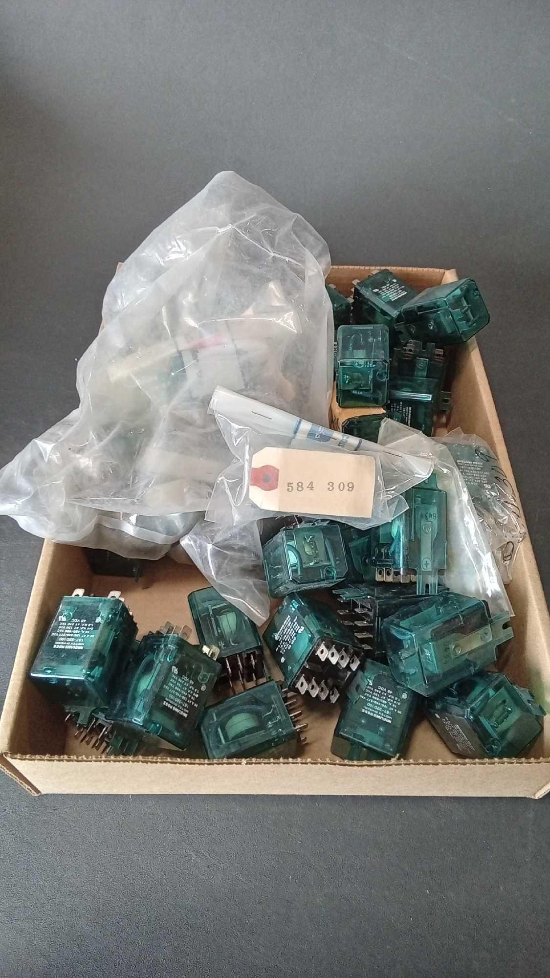 BOXES OF POWER SUPPLIES, NEW RELAYS, CINCH CONNECTORS & ELECTRICAL EXPENDABLES