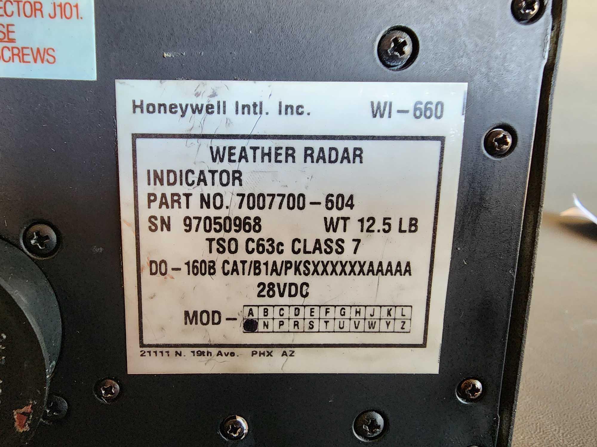 HONEYWELL WI-660 RADAR INDICATOR 7007700-604 (REPAIRED)