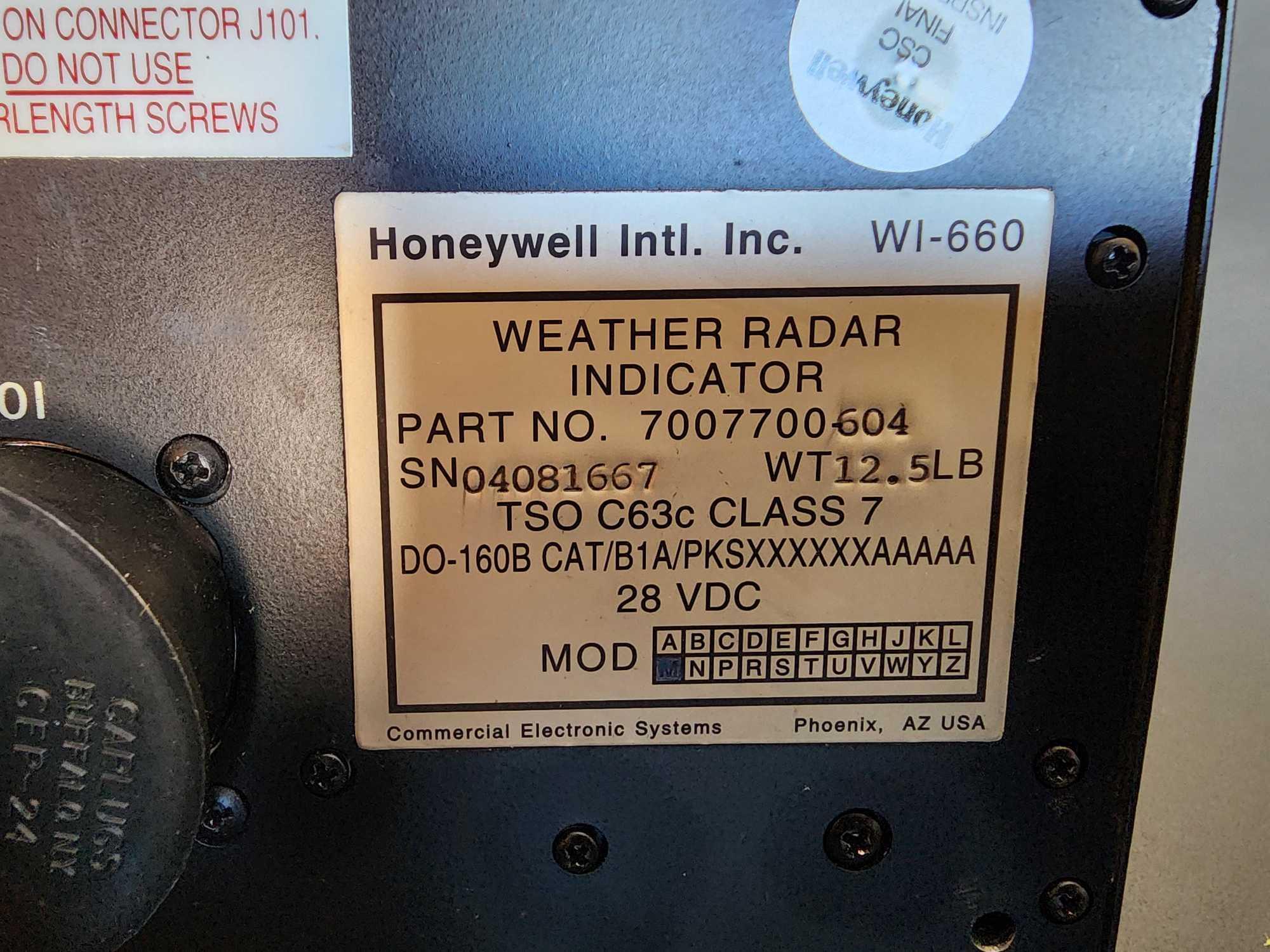 HONEYWELL WI-660 RADAR INDICATOR 7007700-604 (REPAIRED)