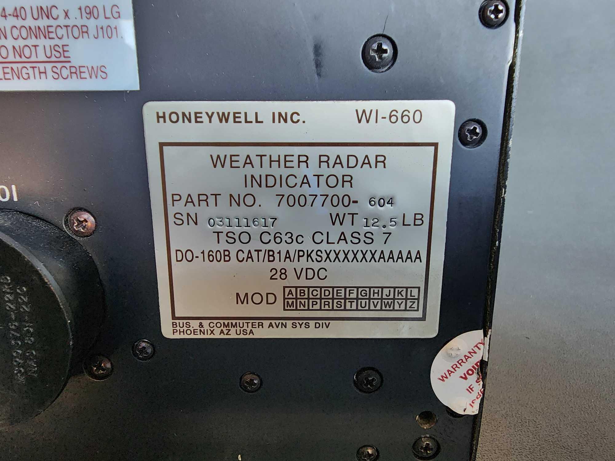 HONEYWELL WI-660 RADAR INDICATORS 7007700-604 (BOTH NEED REPAIR)