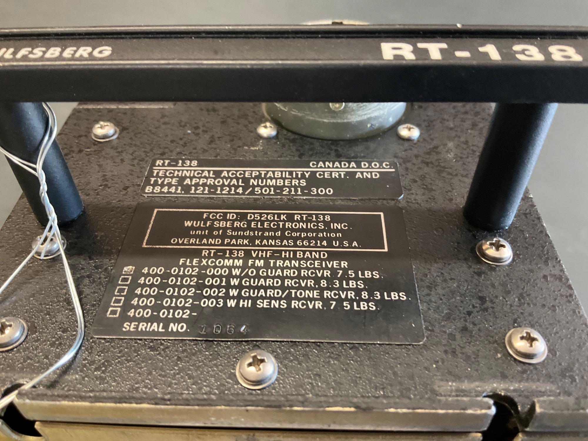 RT-138 & RT-450 TRANSCEIVERS 400-0102-00, 400-0103-00 (REPAIRED OR INSPECTED/TESTED OR INSPECTED)