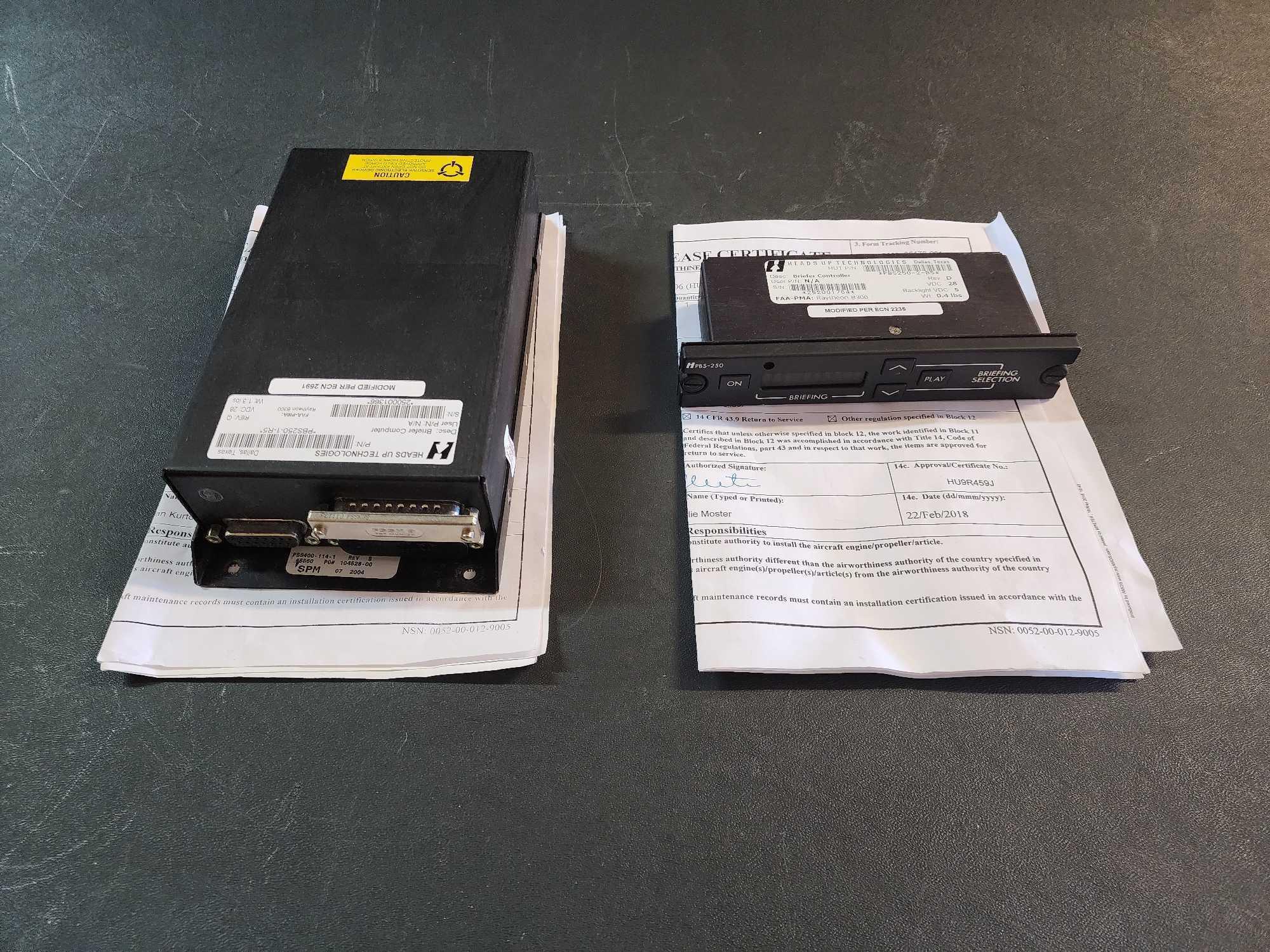HEADS UP BRIEFER COMPUTER PBS250-1-R5 (MODIFIED) & BRIEFER CONTROLLER PBS250-2-B5 (REPAIRED)