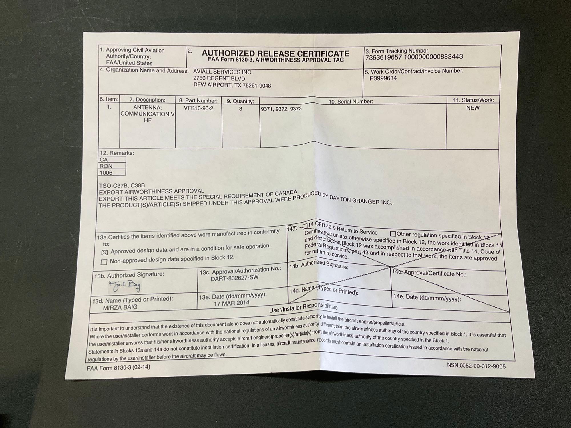 NEW COMM ANTENNA'S VFS10-90-2