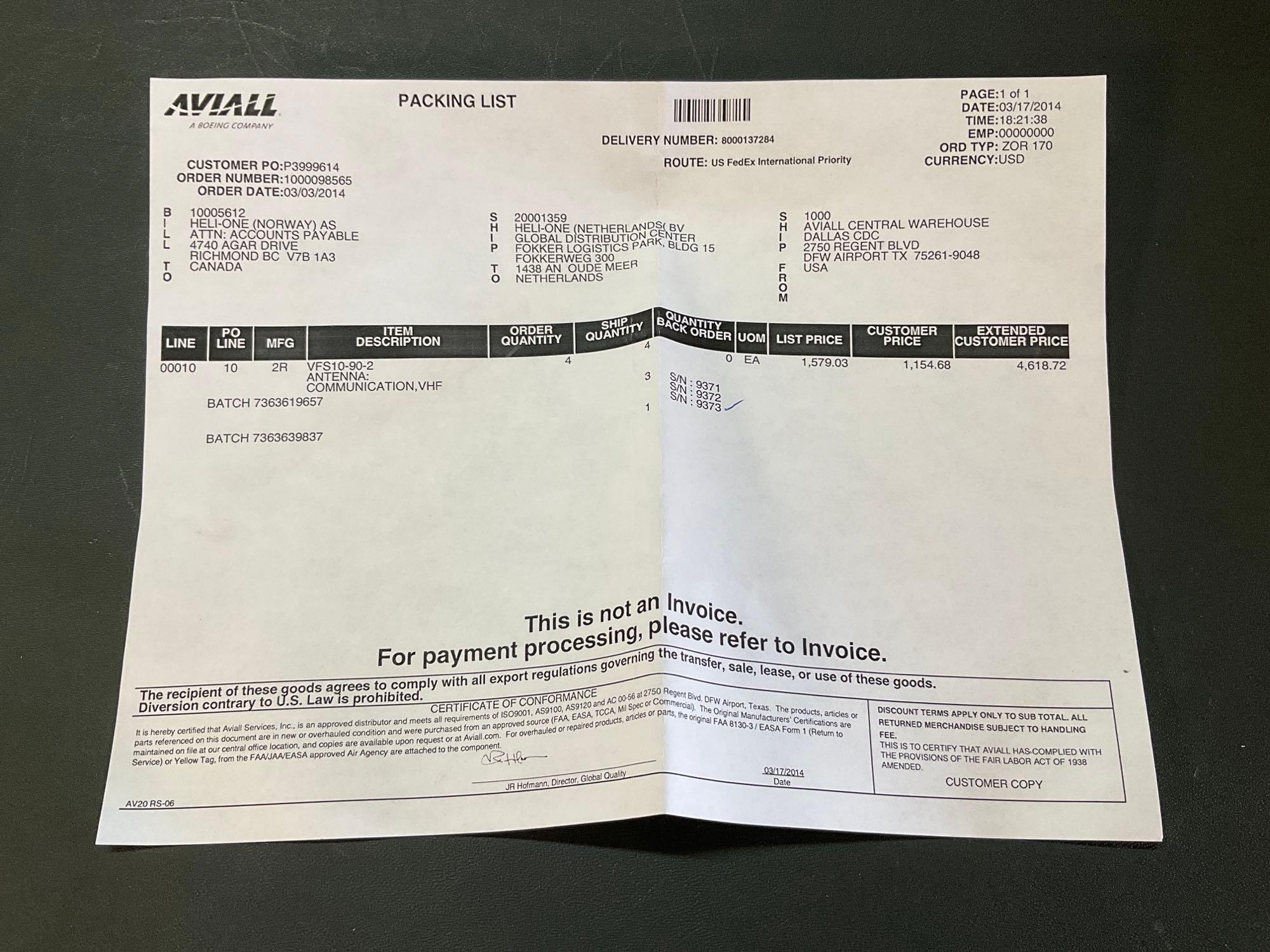NEW COMM ANTENNA'S VFS10-90-2