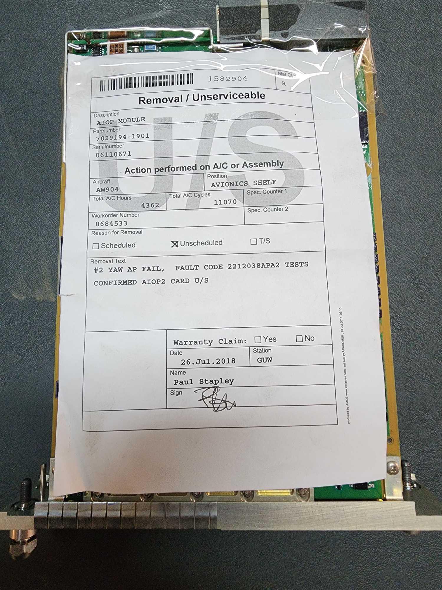 BOXES OF HONEYWELL/AW139 MODULES 7029194-1901, 7026532-1902, 7024440-1901, ETC (VARIOUS REMOVAL