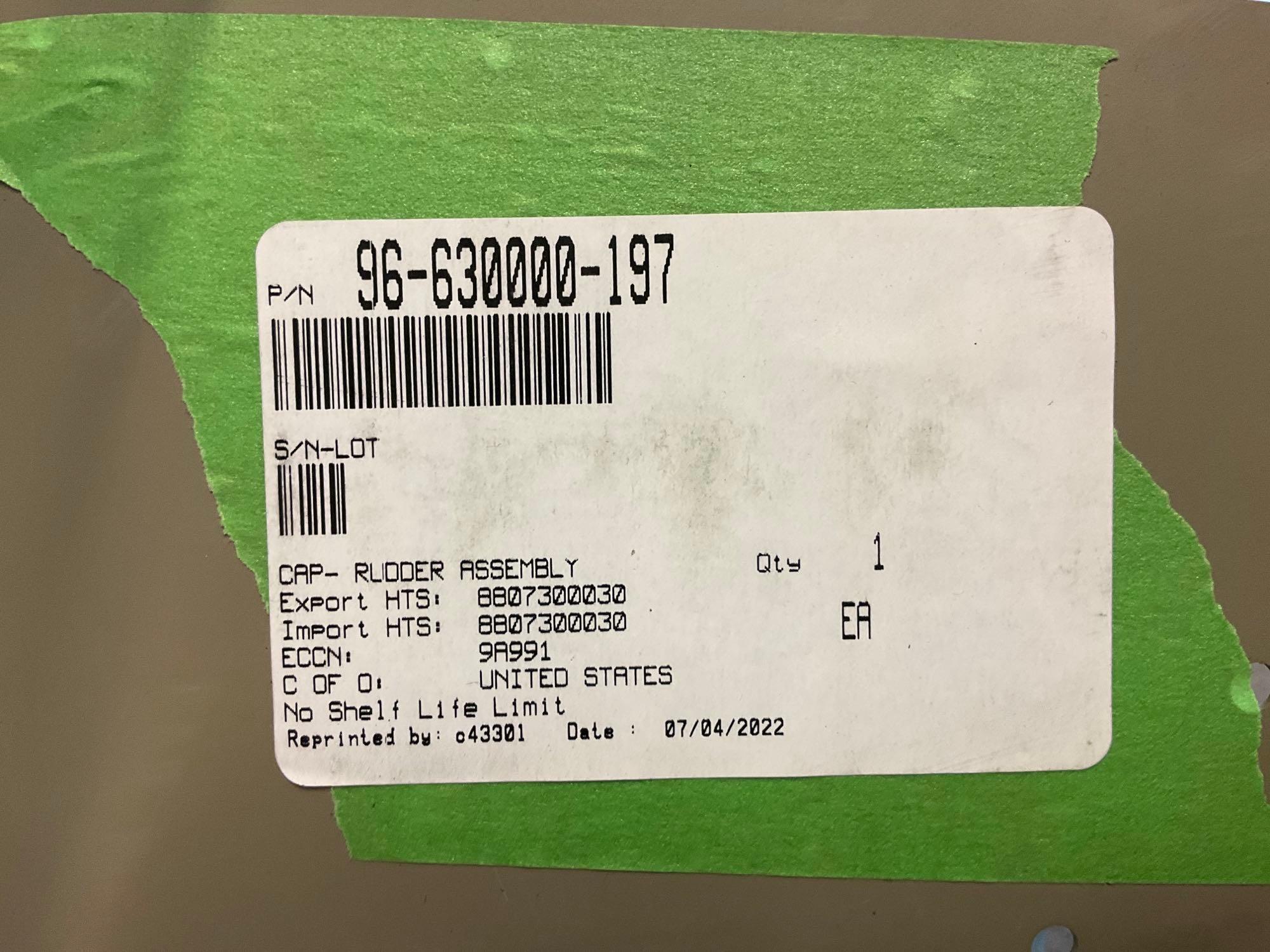 NEW BARON RUDDER CAP 96-630000-197 & KING AIR STATION 2 FUSELAGE FRAME 97-440026-31