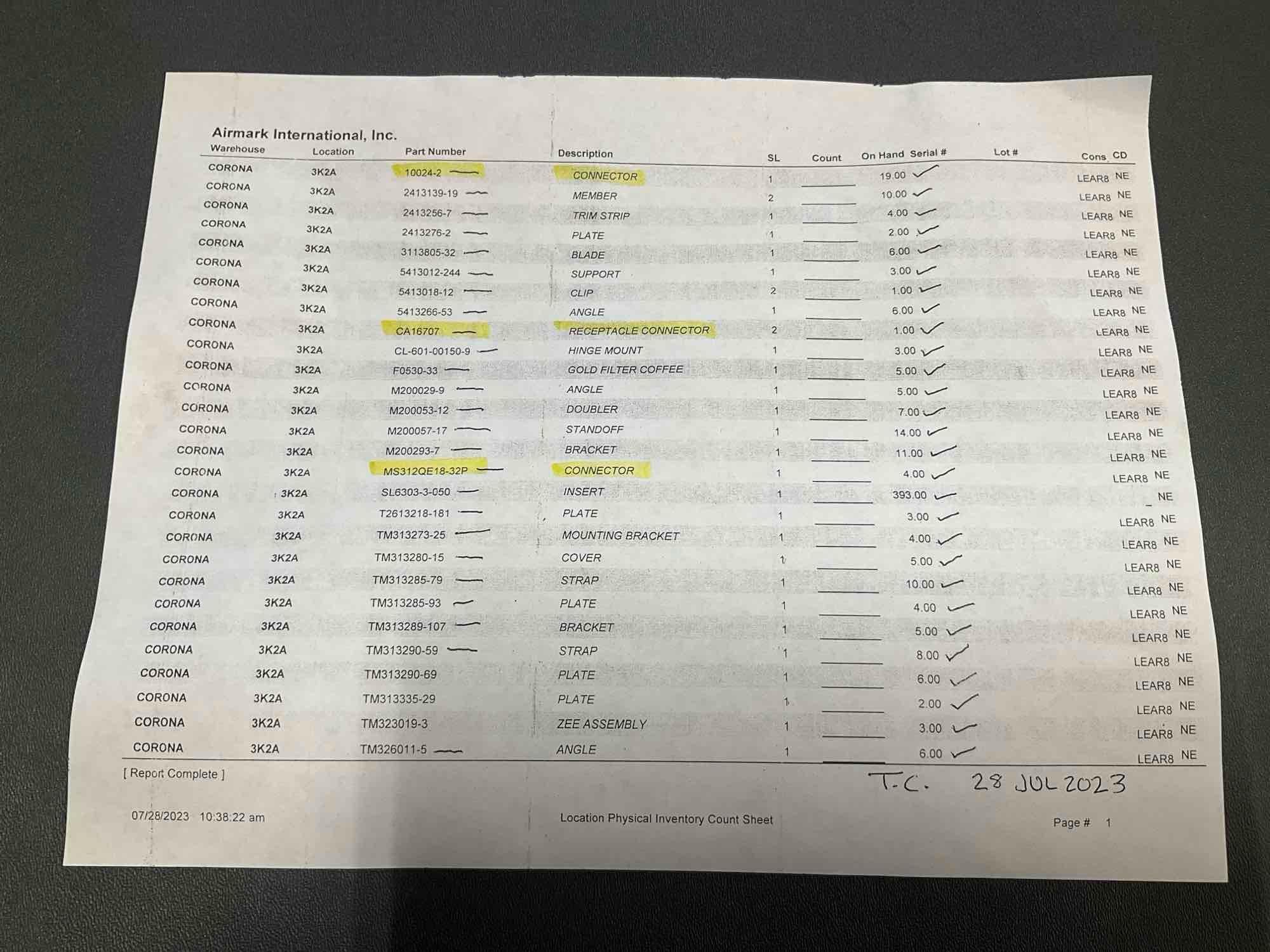 PALLETS OF NEW LEARJET & HARDWARE INVENTORY