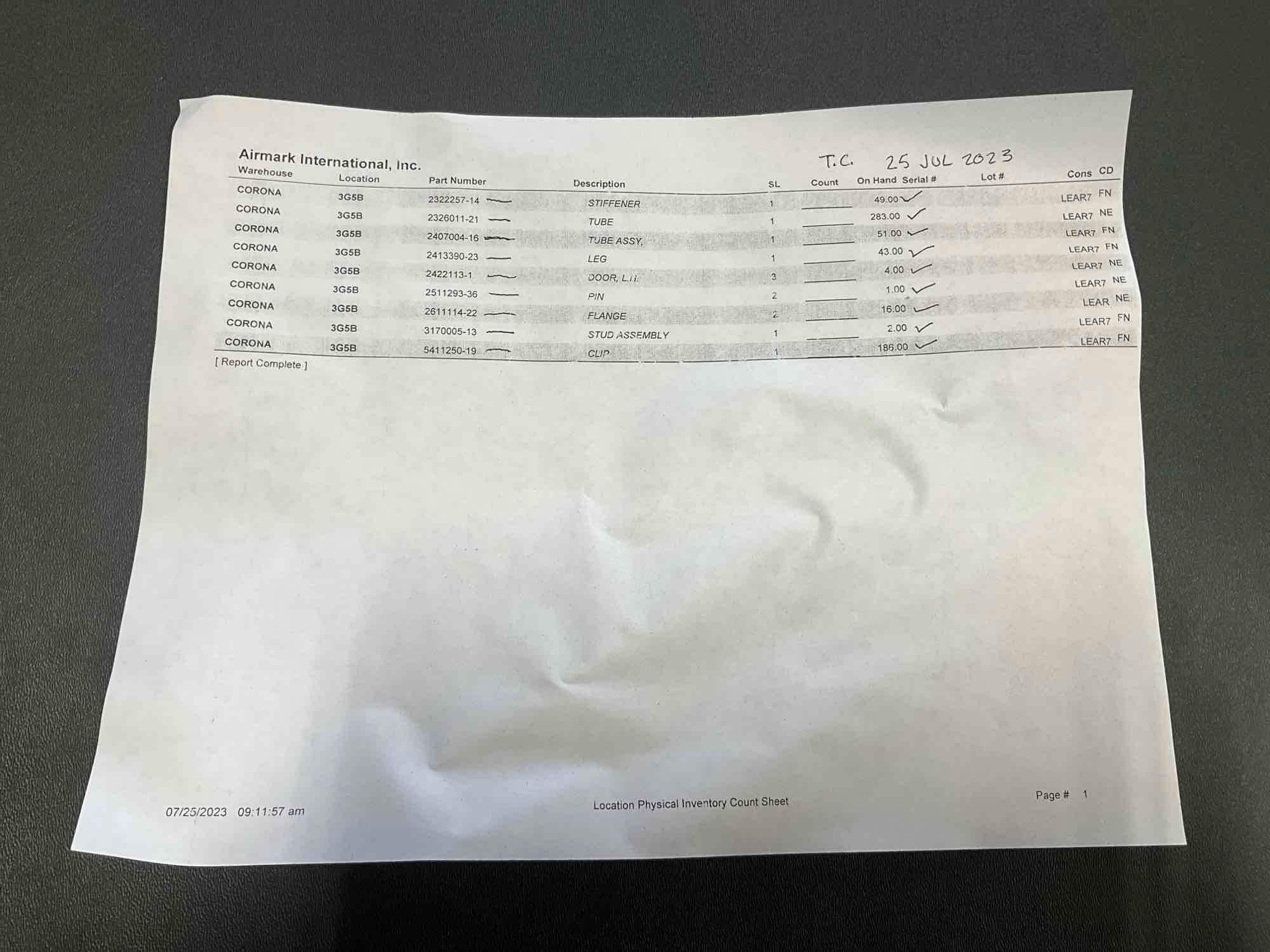 PALLETS OF NEW LEARJET & HARDWARE INVENTORY