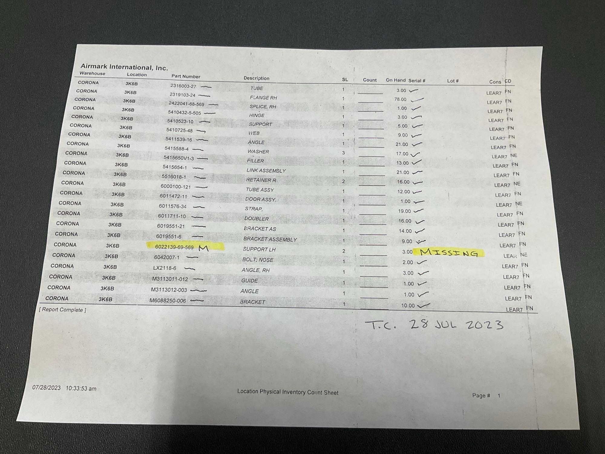 PALLETS OF NEW LEARJET & HARDWARE INVENTORY