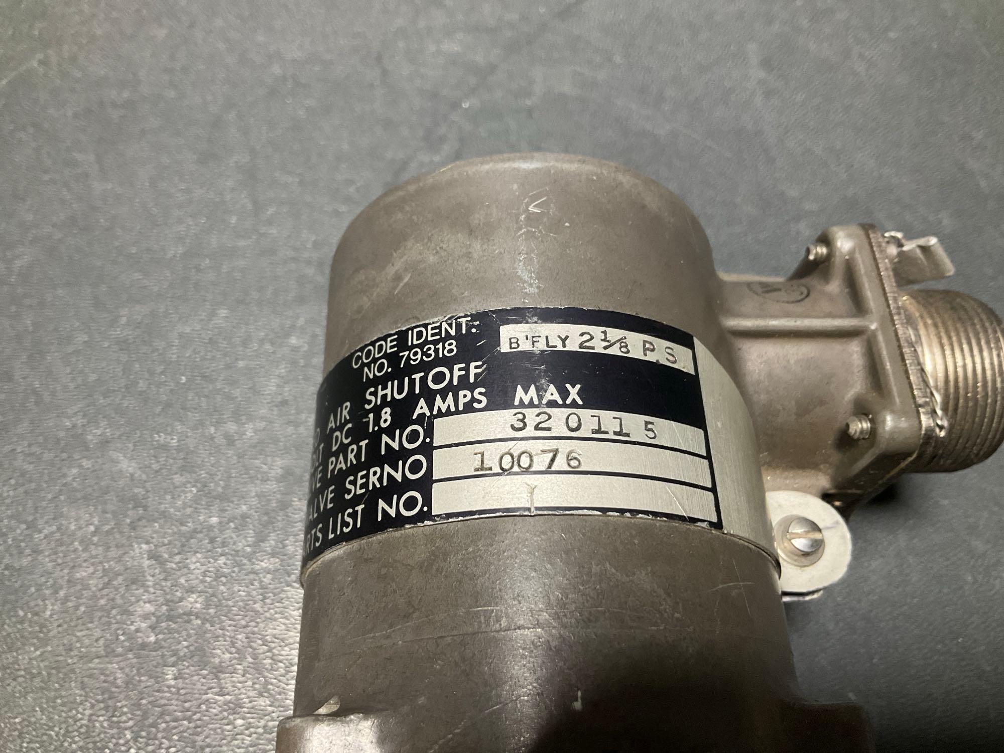 WHITTAKER SHUT-OFF VALVE 320115 (BENCH CHECKED) S/N 10076