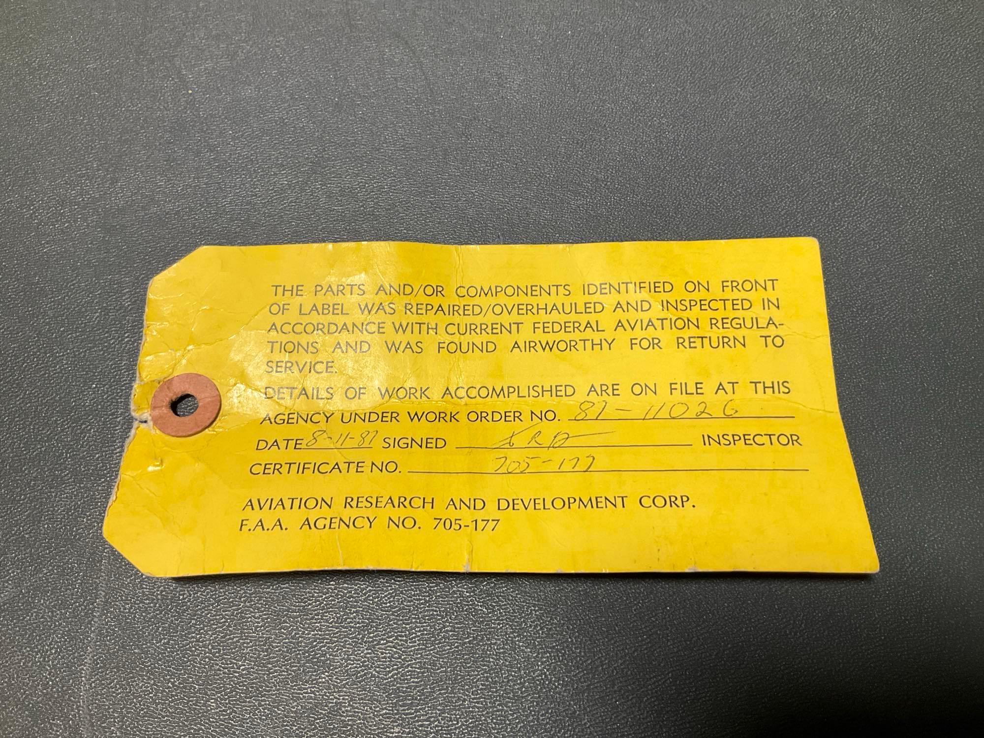 WHITTAKER SHUT-OFF VALVE 320115 (BENCH CHECKED) S/N 10076