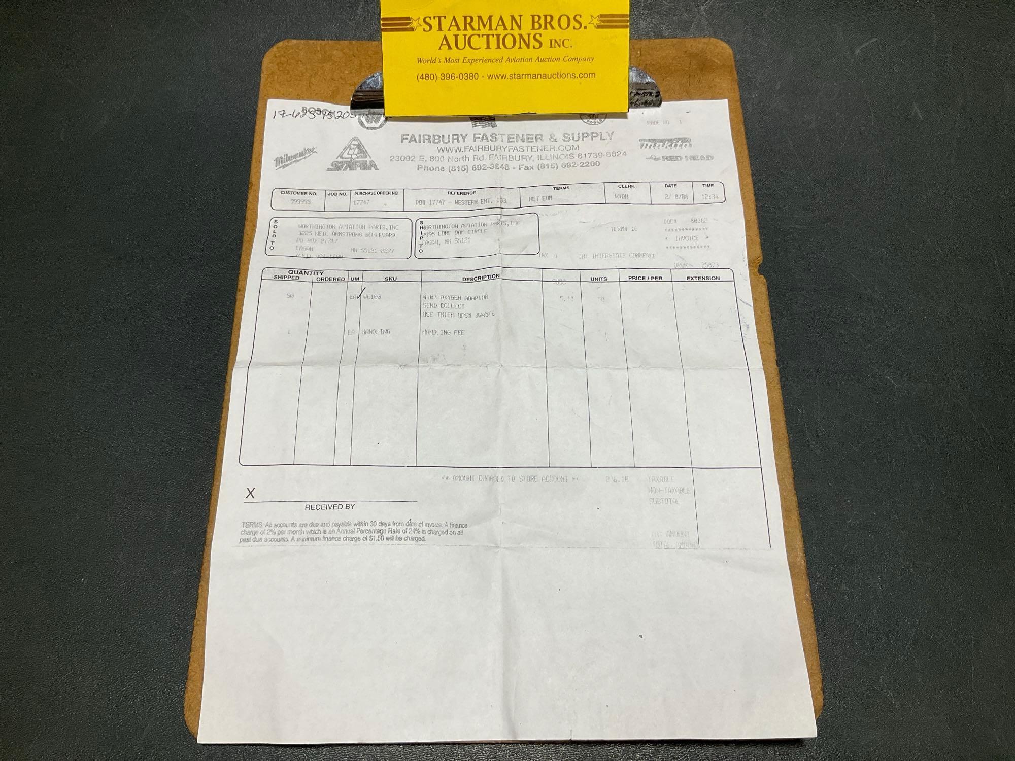 (LOT) KING AIR VALVE 101-384032-9 & OXYGEN ADAPTER WE103