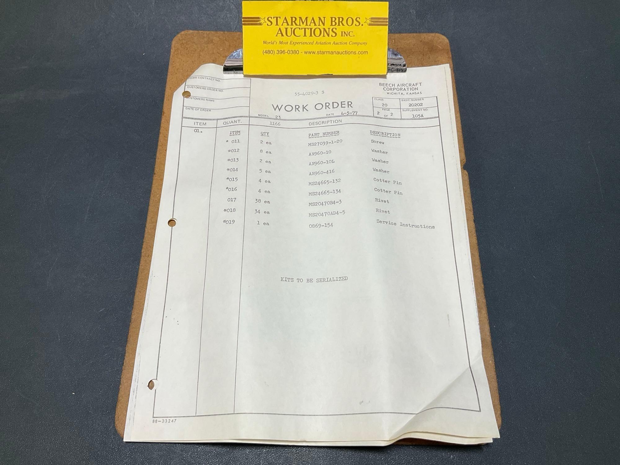 (LOT) BEECH 18 & BARON OPEN BOX KITS 18-910042-1, 55-4029-3 & BRACKET 90-530079-1