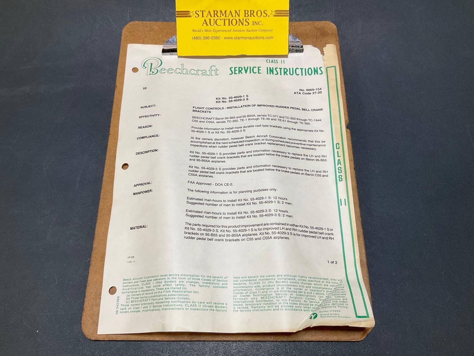 (LOT) BEECH 18 & BARON OPEN BOX KITS 18-910042-1, 55-4029-3 & BRACKET 90-530079-1
