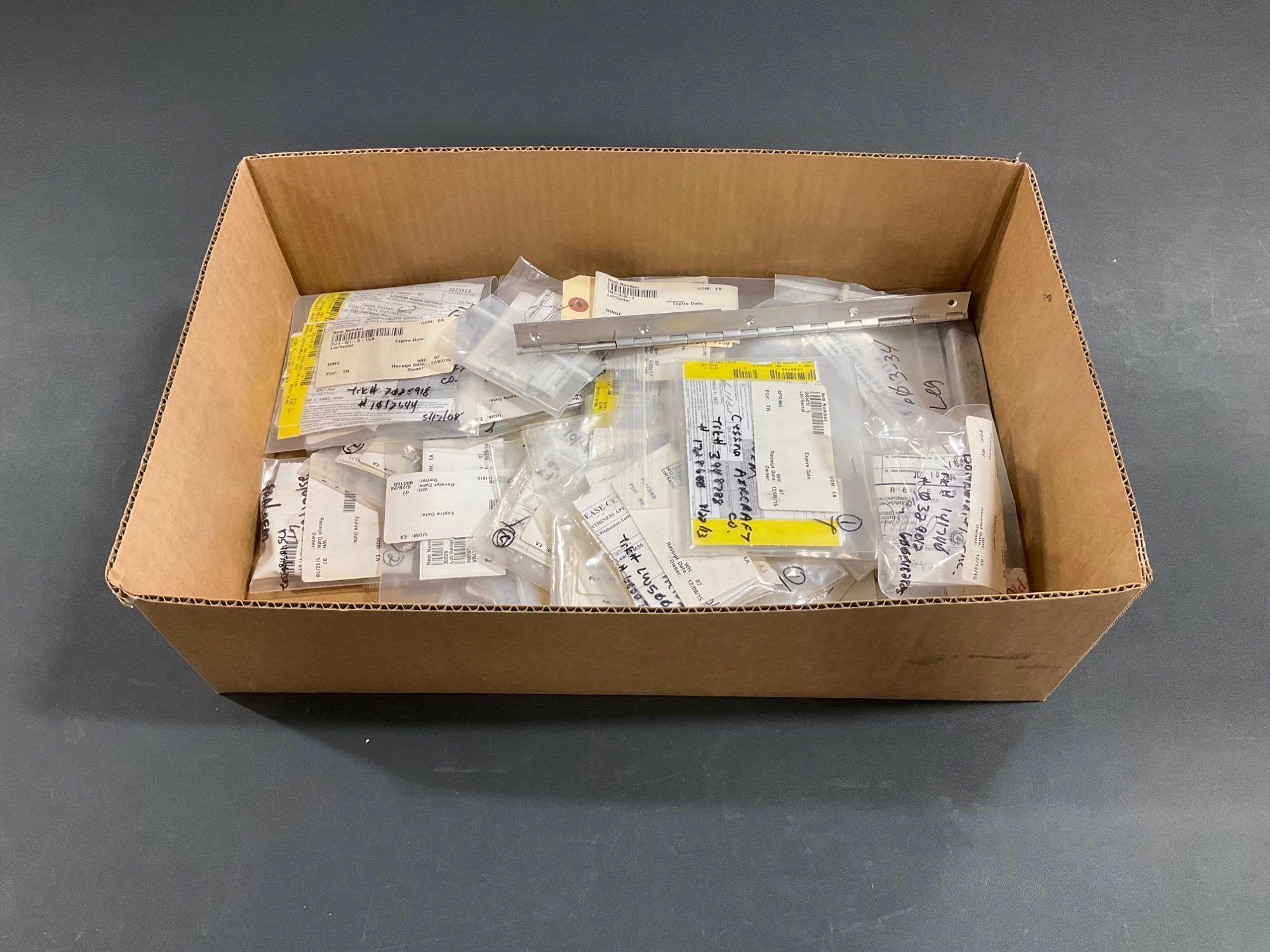 BOXES OF NEW CESSNA PLACARDS, SEALS, SPECIALTY HARDWARE, ETC (MOST ALL HAVE CESSNA CERTS)