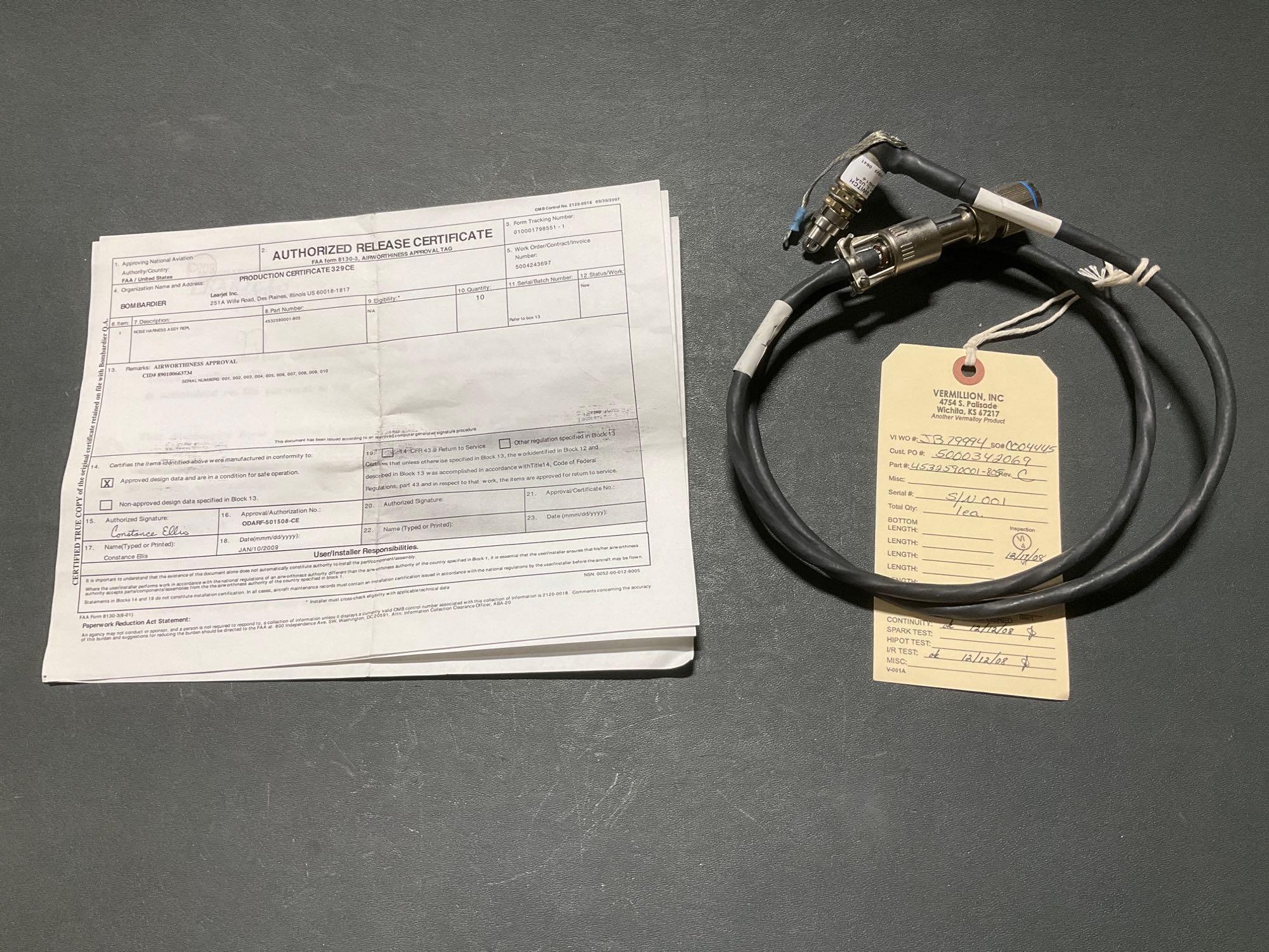 NEW LEARJET NOSE GEAR HARNESS/SWITCH ASSY 4532590001-805
