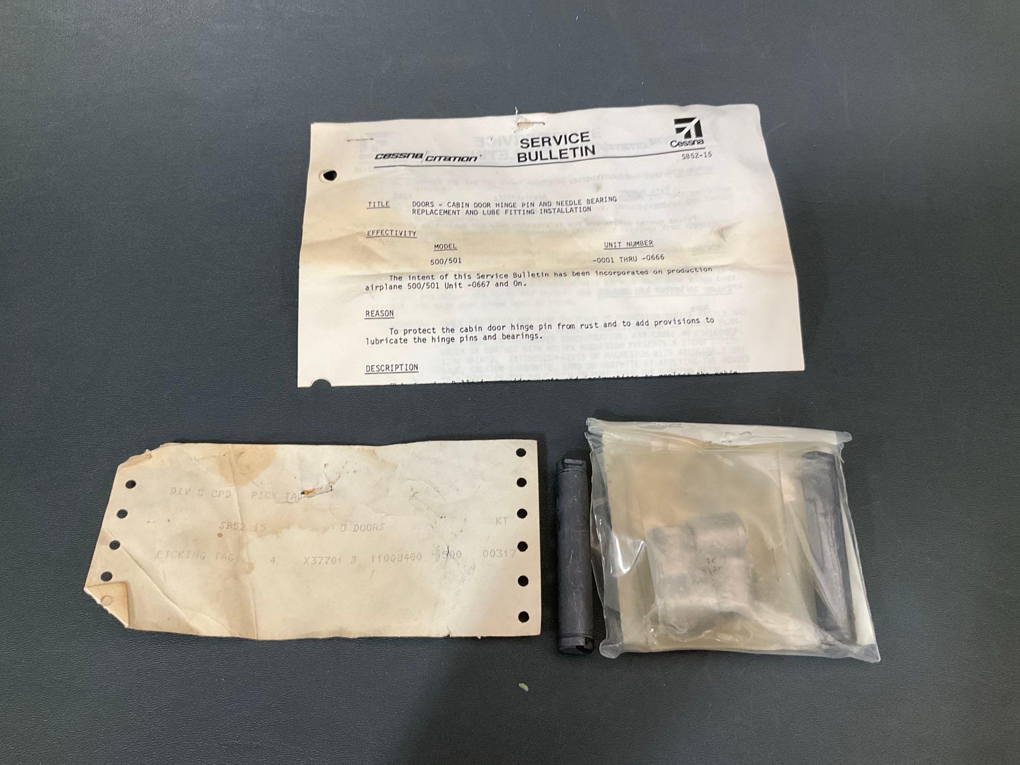 CESSNA FF COMPENSATOR 9912031-3 (SERVICEABLE) DOOR HINGE PIN KIT SB52-15, TAIL CONE KIT SB53-10,