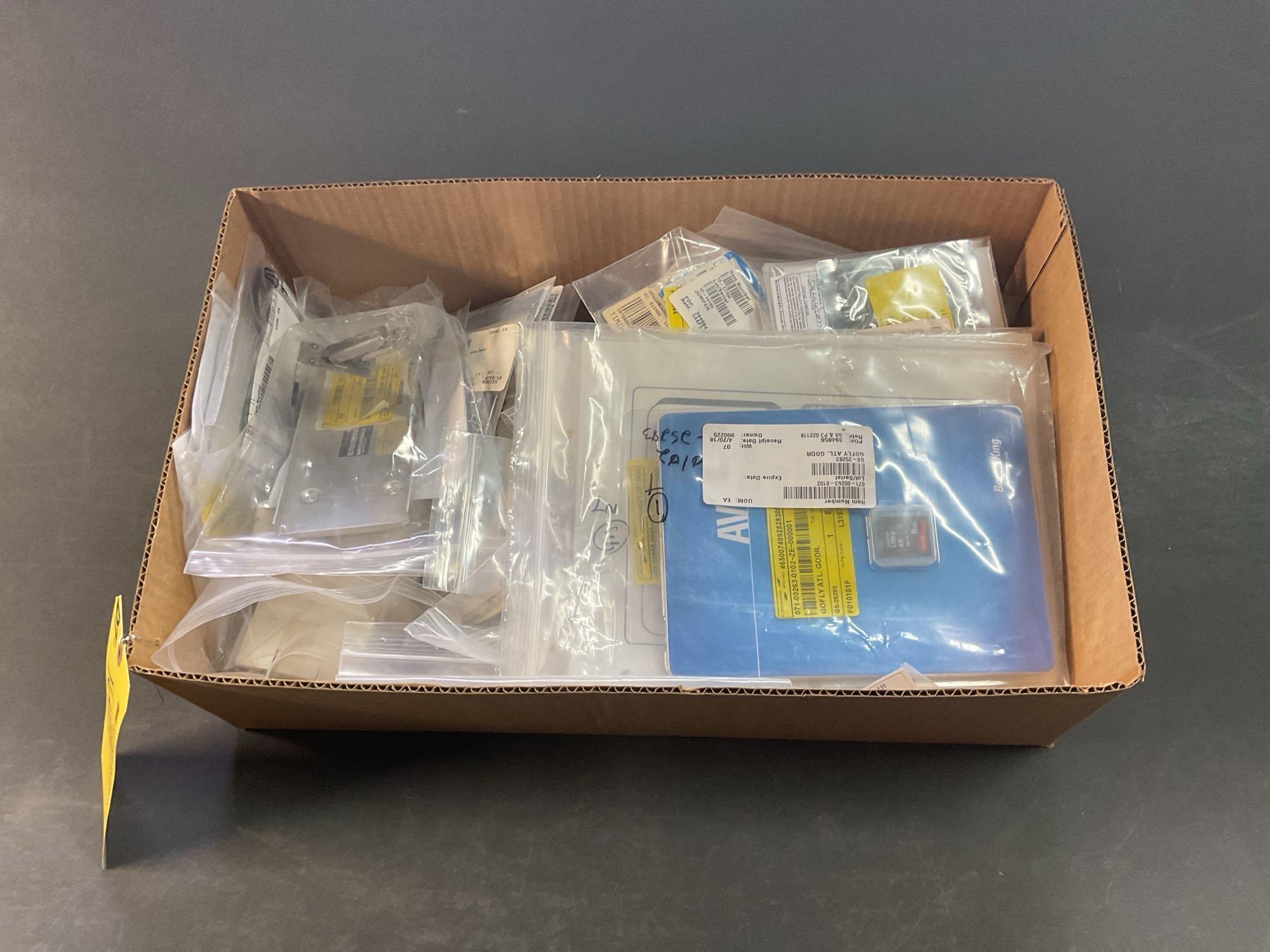 BOXES OF GARMIN & KING DATA CARDS, MOUNTS & AVIONICS REPAIR INVENTORY